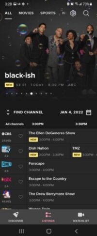 The TV Guide app home screen.