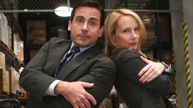 Steve Carell and Amy Ryan as Michael and Holly.