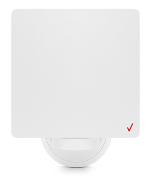 The Verizon internet gateway, a white cube with a red checkmark.