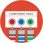 Icon of red, blue, and green component video ports