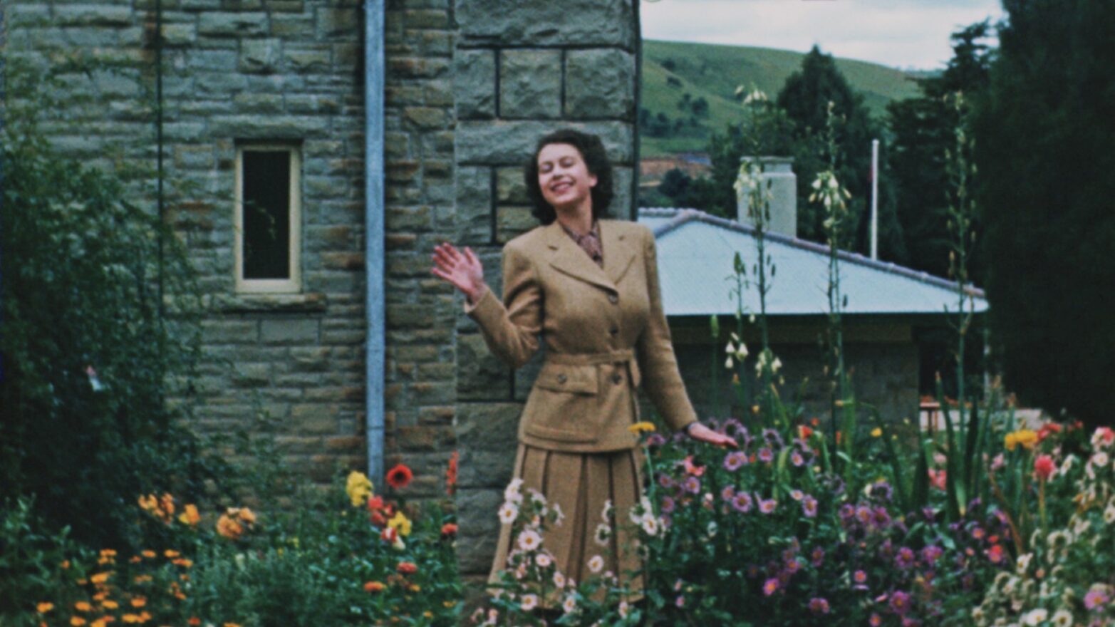 A screengrab of Queen Elizabeth II in her garden