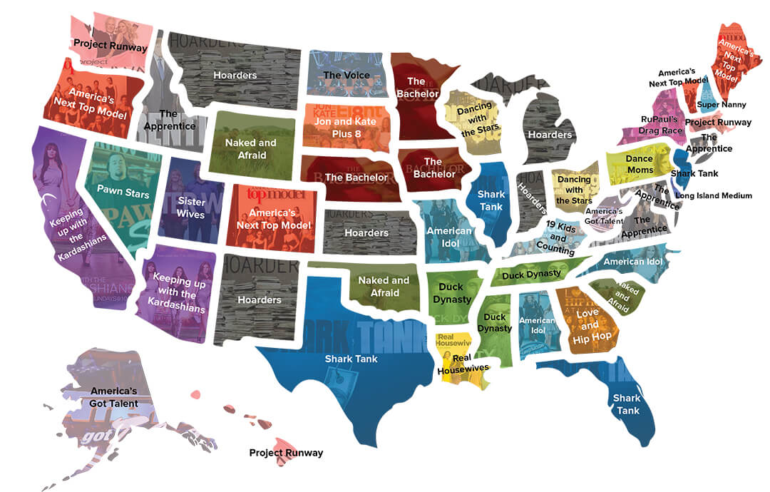Most popular reality t v show by state map