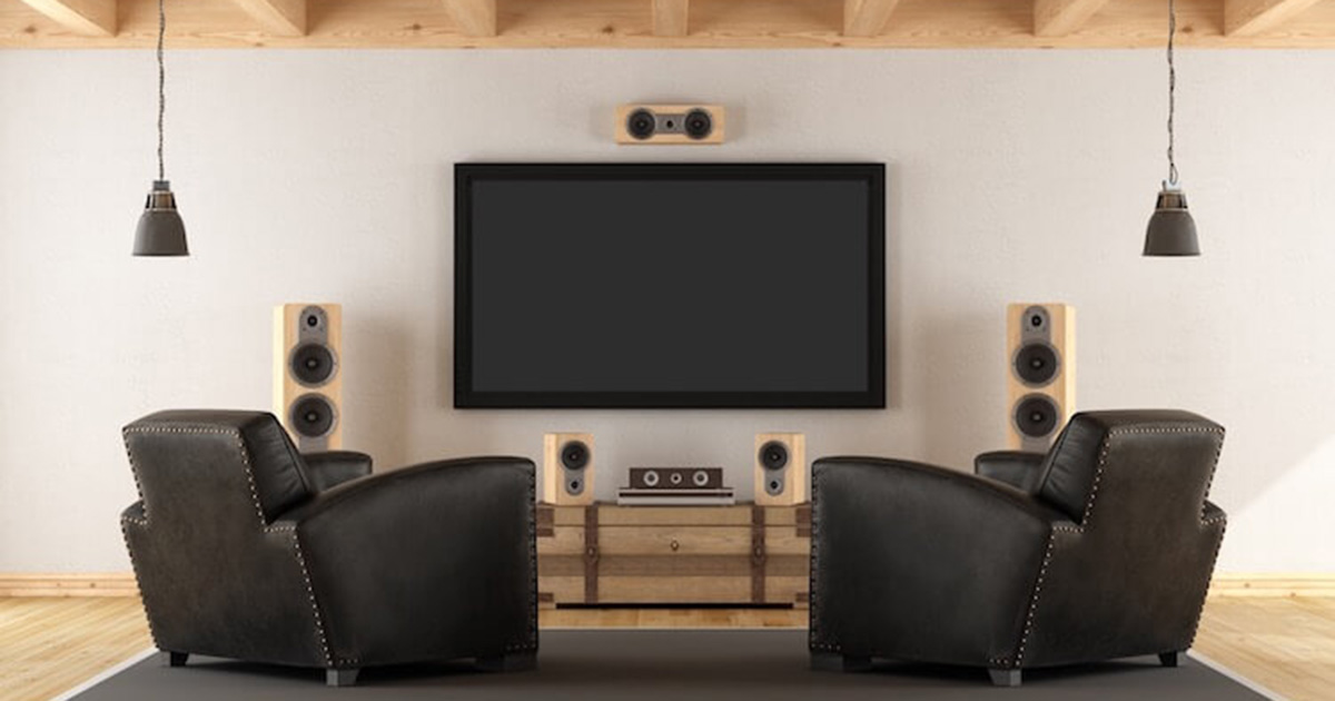 Living room sound system and giant t v