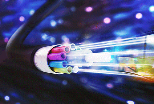 Fiber internet cables with light coming out to depict how fast it is.